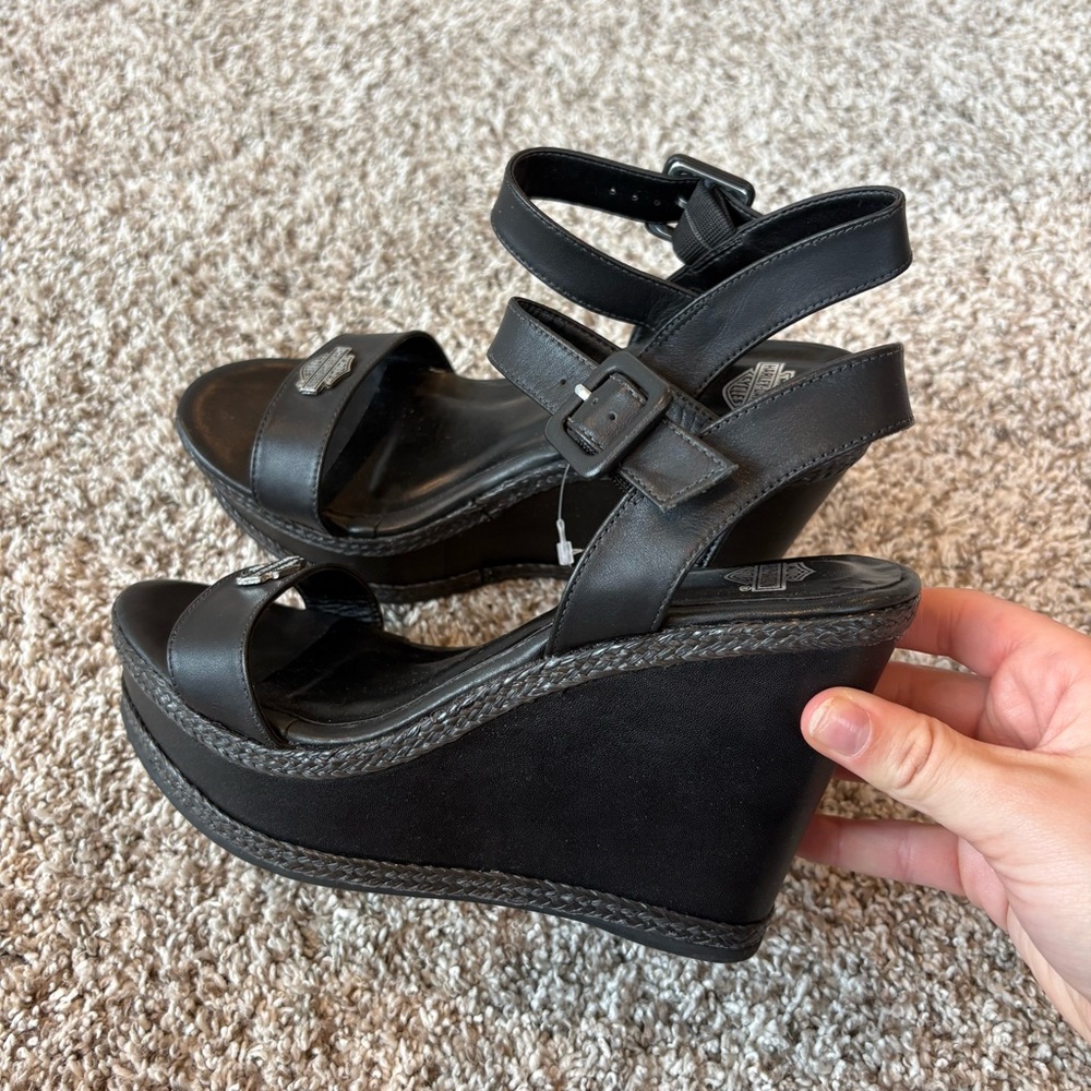 Harley Davidson Women's Belmont Platform Wedge Sandals Size 8 - Picture 4 of 8